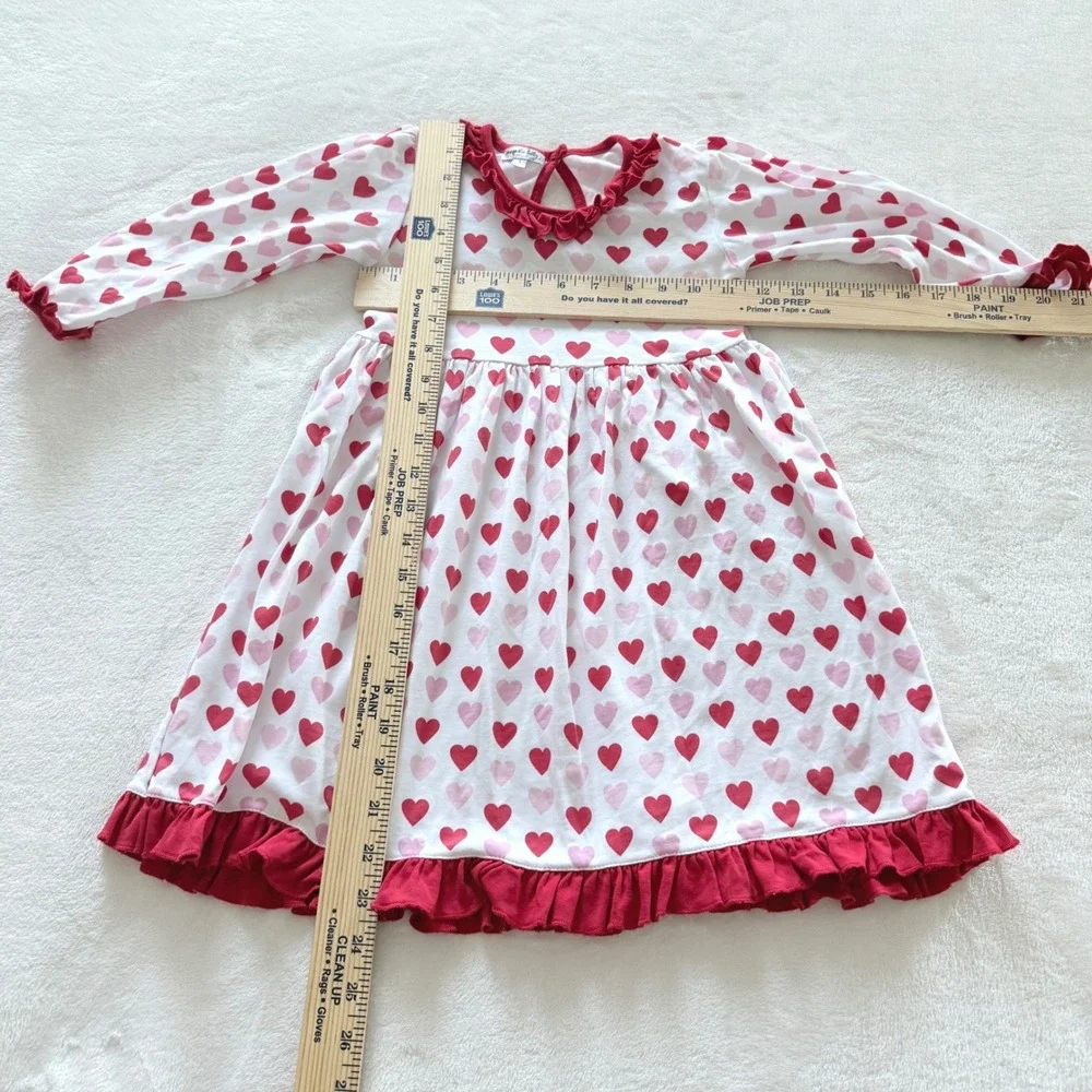 Magnolia Baby Girls‎ Heart Print Dress Pima Cotton Red White Size 5